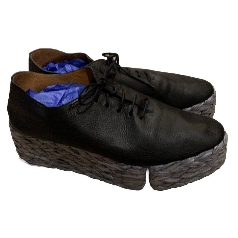 Clergerie Women’s Raffia Platform Black Shoes Loafer Size 39 Cool Sole Design